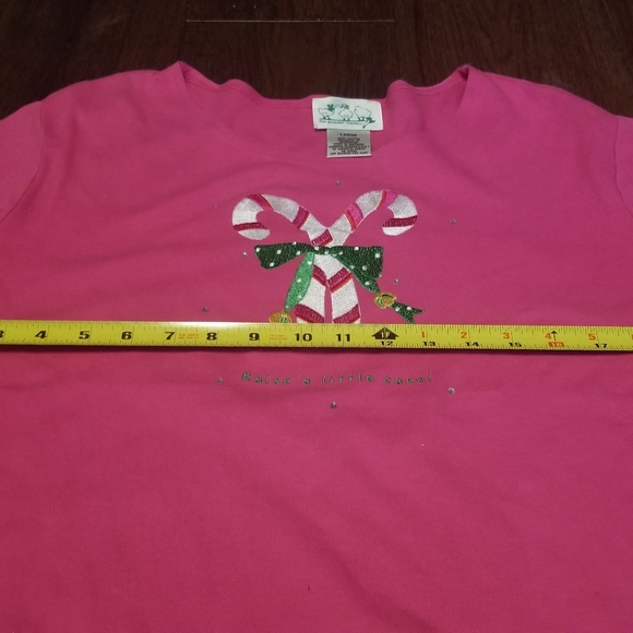 QUACKER FACTORY CANDY CANE PINK SWEATSHIRT LARGE RAISE A LITTLE CANE SHIRT. - Picture 6 of 13